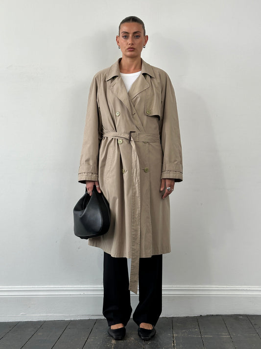St Michael 90s Double Breasted Belted Trench Coat - XL