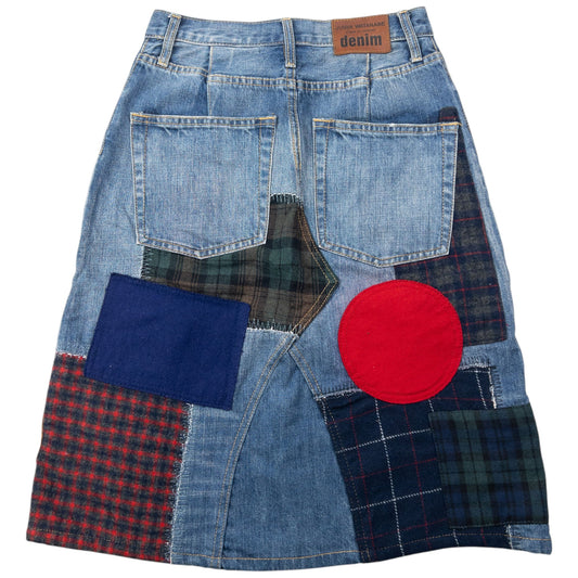 Vintage 2015 Junya Watanabe X Comme Des Garçons Patchwork Denim Skirt Womens Size W25 | W25, Tan