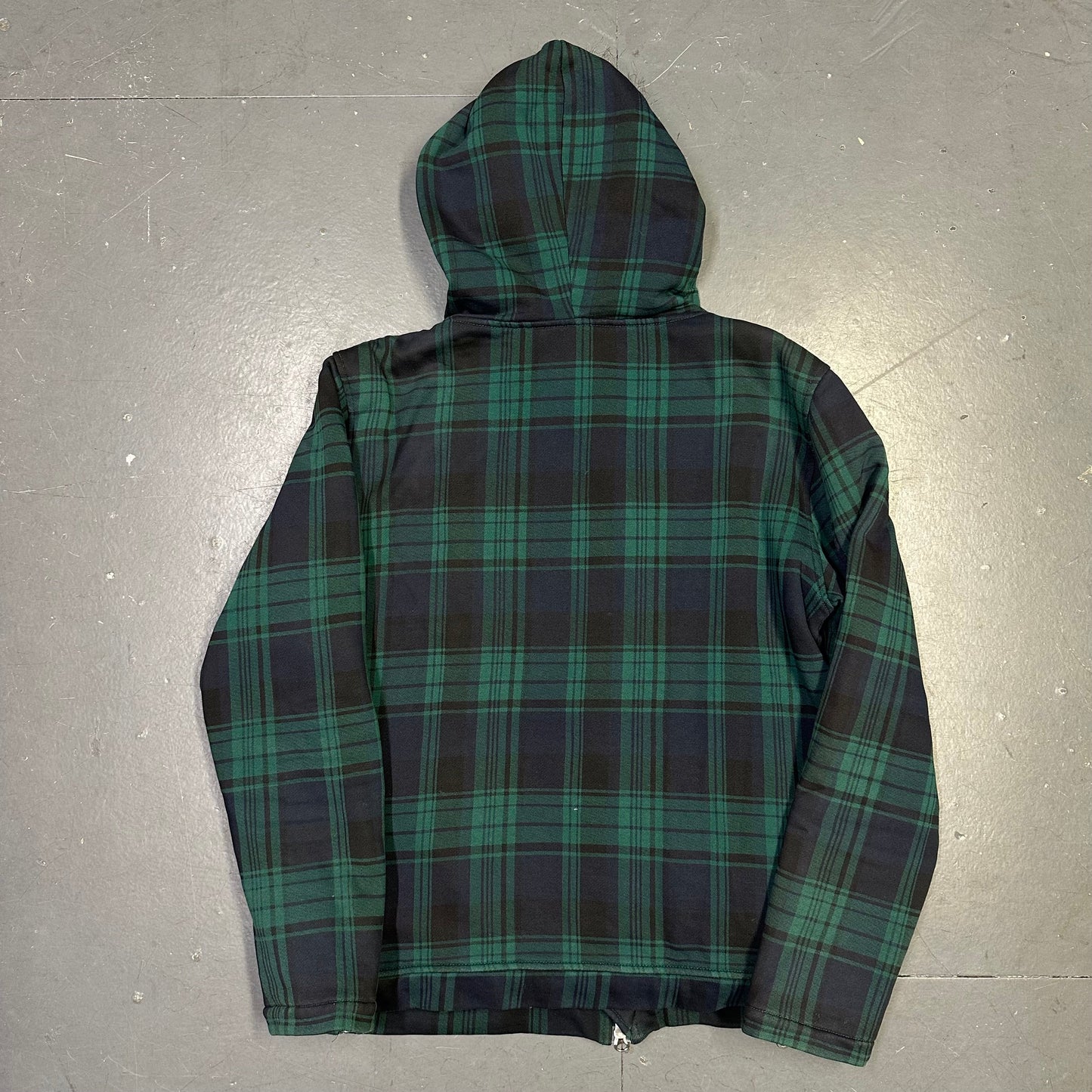 Takeo Kikuchi Plaid Hoodie In Green With Fur Hood ( L )
