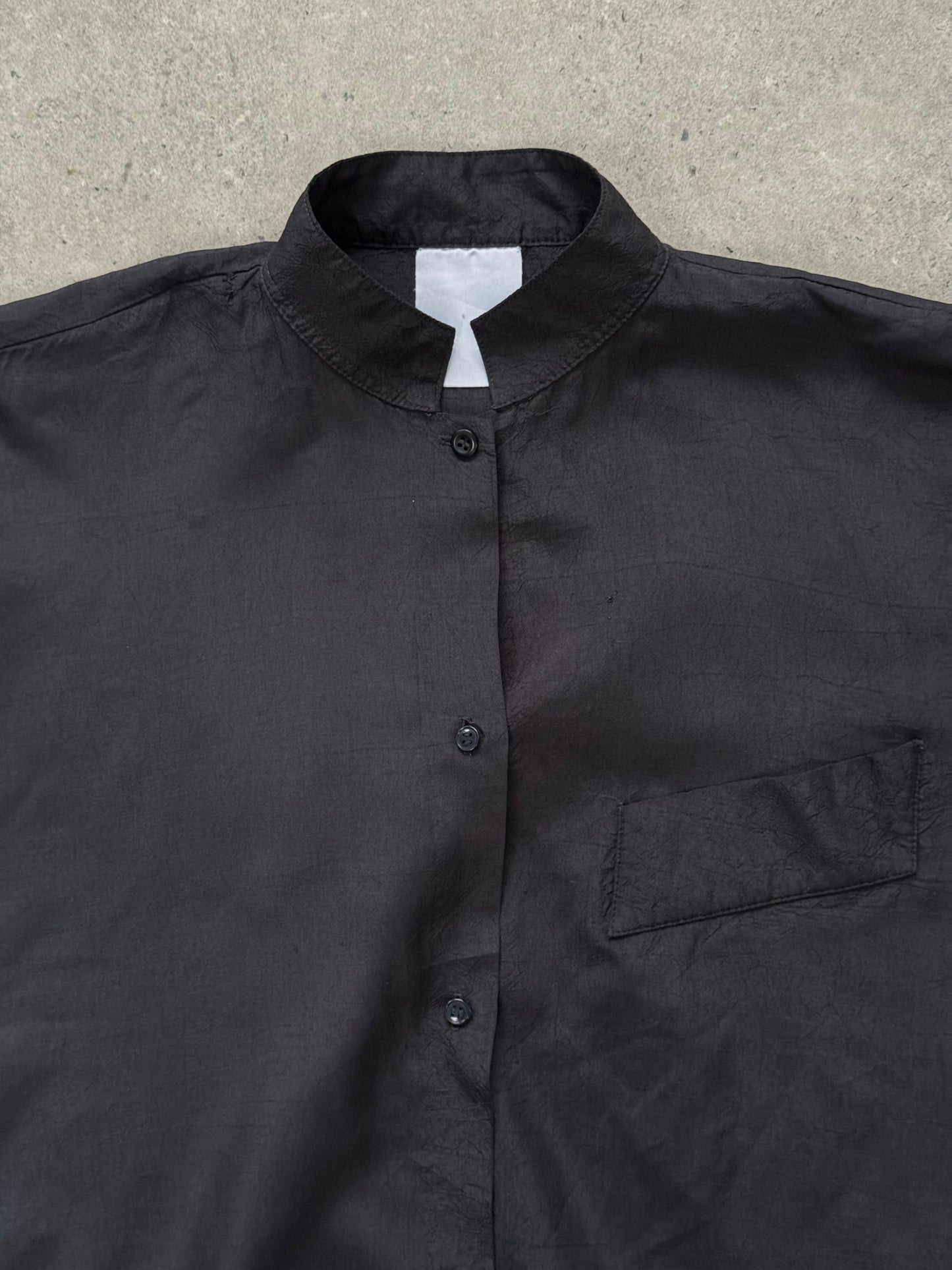 Vintage 1990s Mandarin Collar Minimal Shirt - S