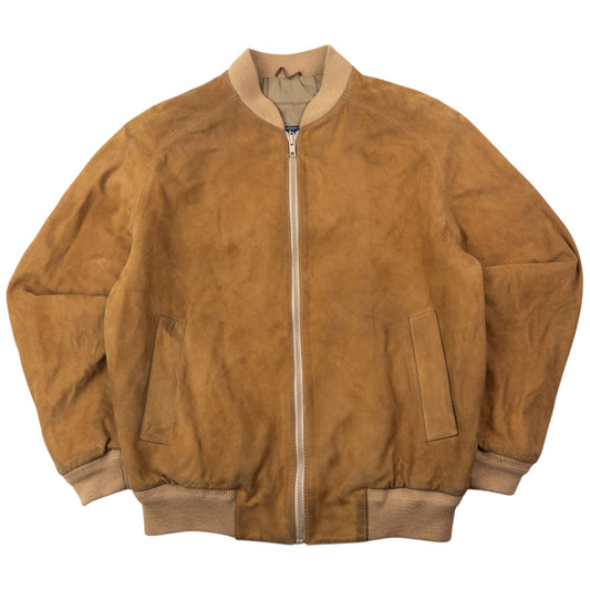 Vintage 90s Burberry Suede Bomber Jacket Size S | Small, Brown