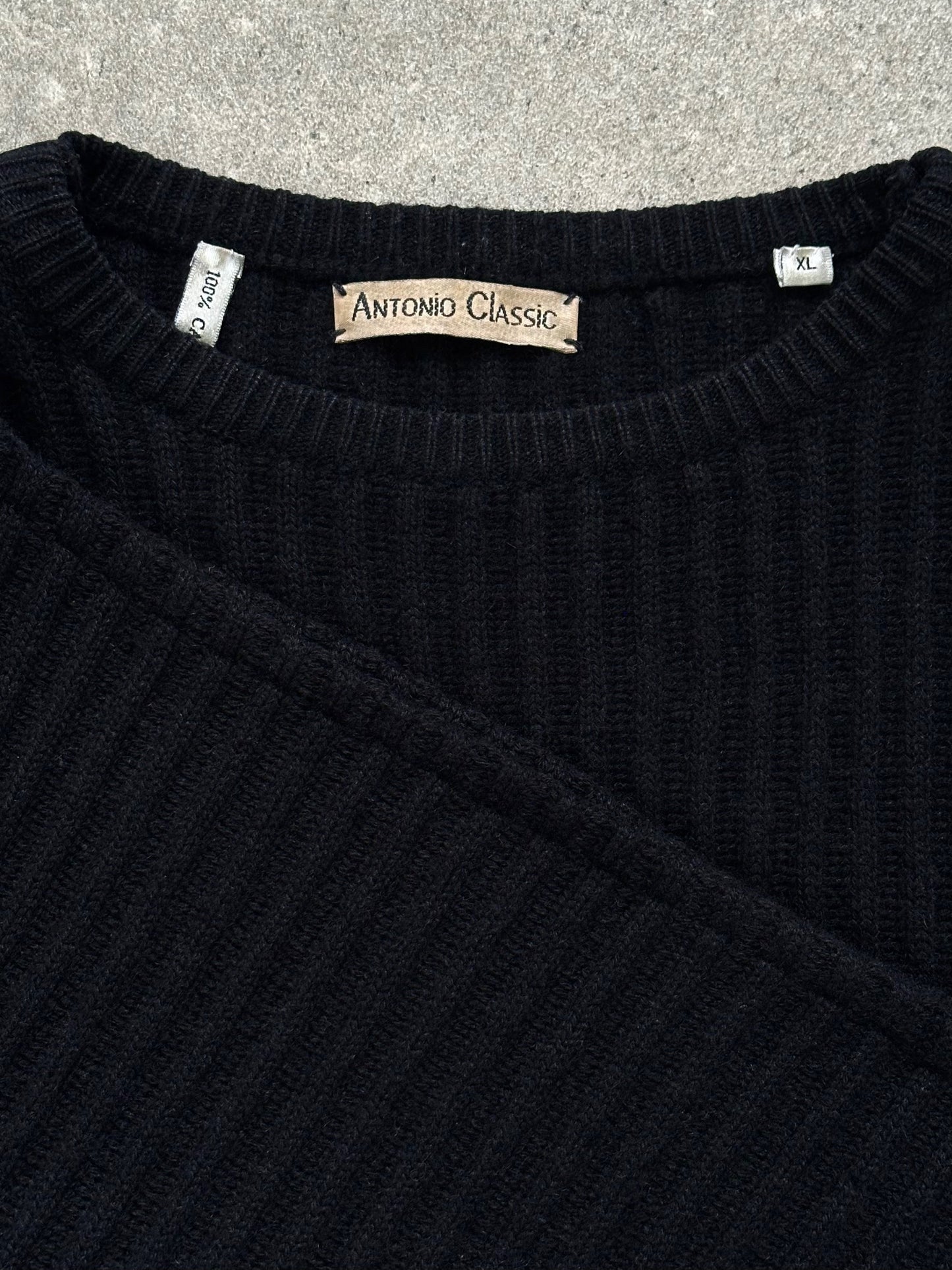 Italian Vintage Pure Cashmere Cropped Ribbed Jumper - L