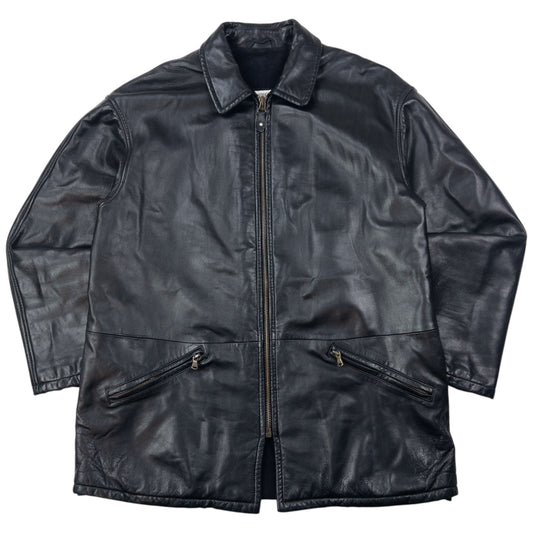 Vintage 90s Giorgio Armani Le Collezioni Zip Up Leather Jacket Size L