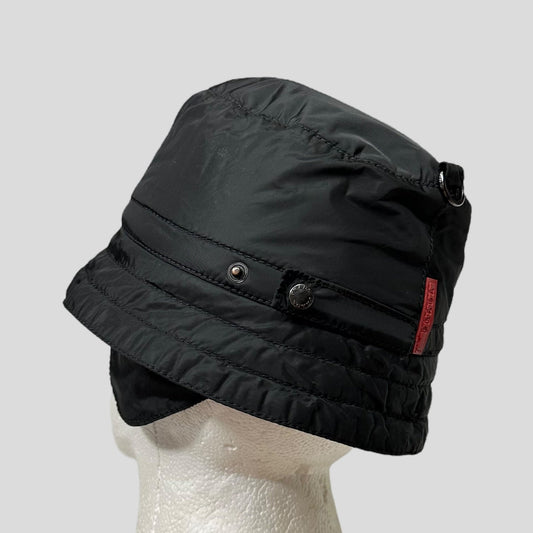 Prada Sport 00’s Nylon Fleece Dog Ear Bucket Hat - M/L | Medium, Black