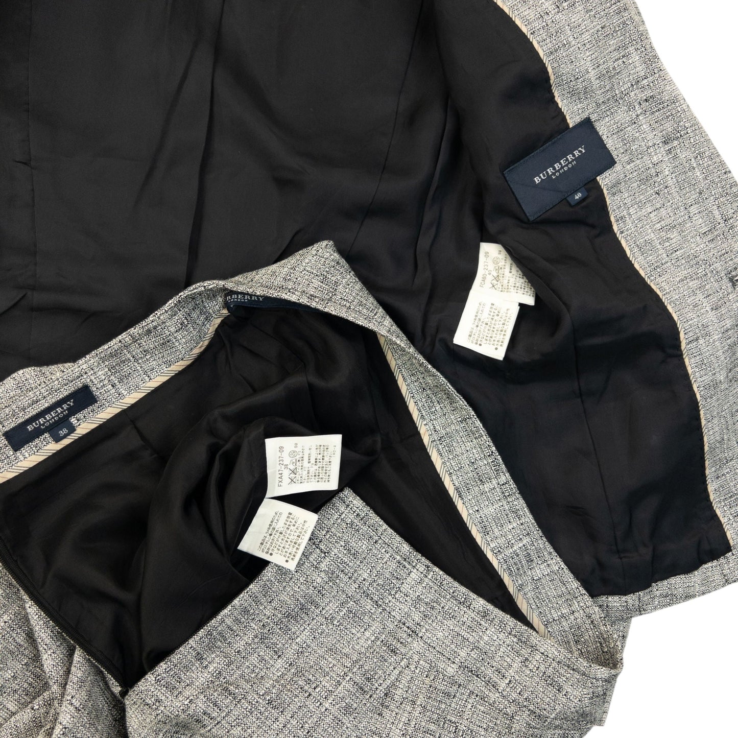 Vintage 2000s Burberry Jacket & Pleated Skirt Suit Set Womens Size M | Medium, Grey