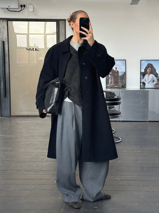 Italian Vintage 1990s Wool Cashmere Belted Coat - XXL