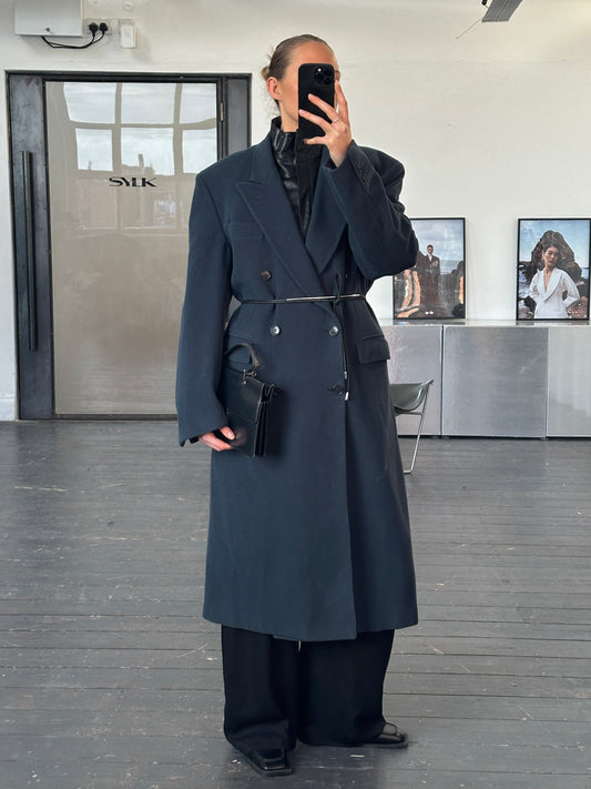 Moschino 1990s Pure Wool Double Breasted Coat - XL/XXL