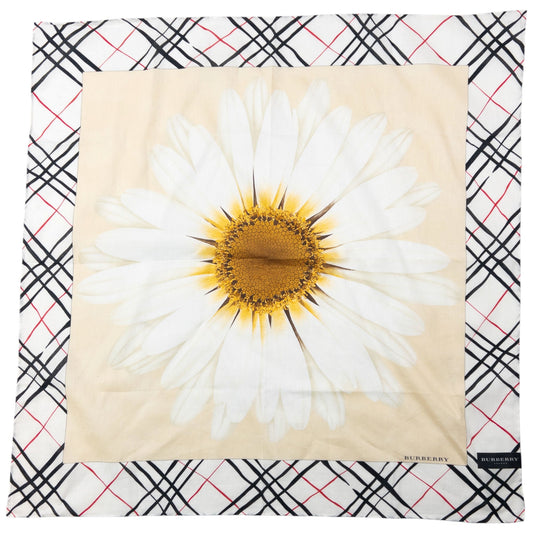 Vintage 2000s Burberry Nova Check Daisy Print Silk Scarf | O/S, Multicolour