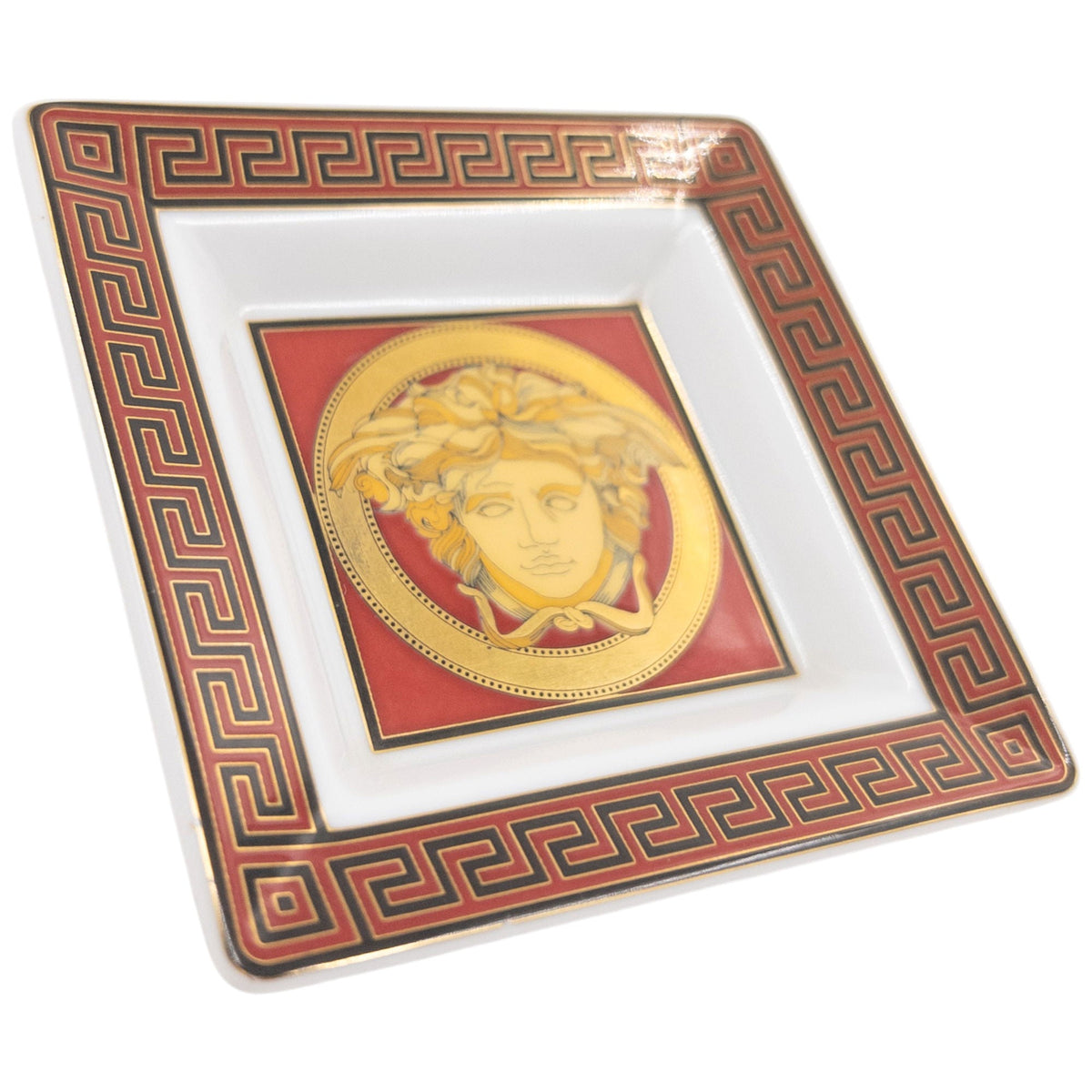 Vintage 2000s Versace Medusa Mini Ashtray Dish | O/S, Red, Gold, White