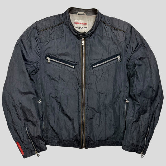 Prada Sport 00’s Metal Nylon + Leather Moto Biker Jacket - IT52 (M)