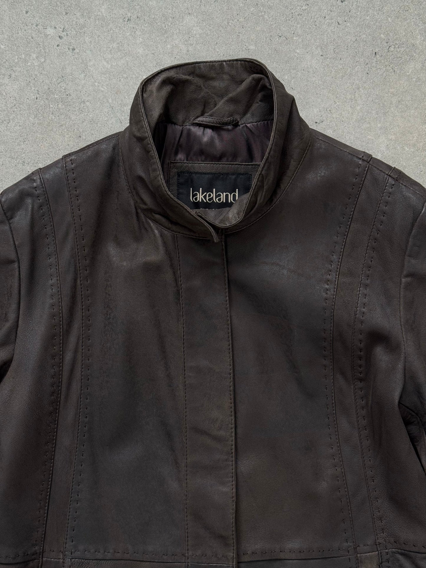 Vintage 1990s Leather High Neck Leather Jacket - S
