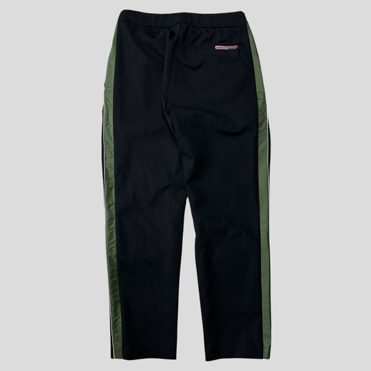 Prada 2017 Red Tab Green Nylon Panelled Poly Tracksuit Bottoms - S