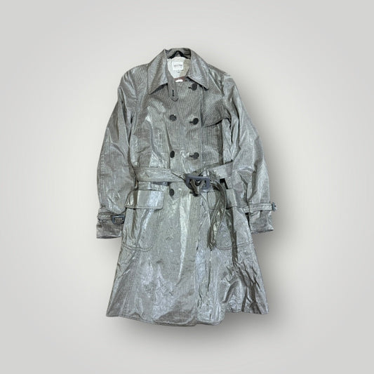 Armani Collezioni Late 90’s Lino Flax Linen Dogtooth Tranch Coat M