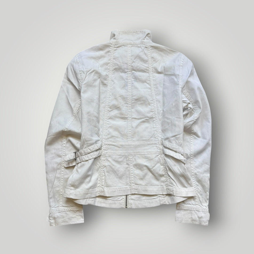2000's Armani Exchange Cotton Mix Biker Jacket S/M | O/S, White