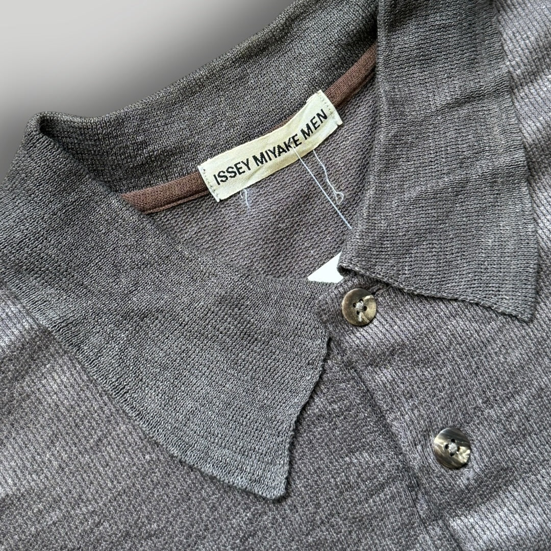 1990s Issey Miyake Men Cotton Polo Shirt M | O/S, Gray