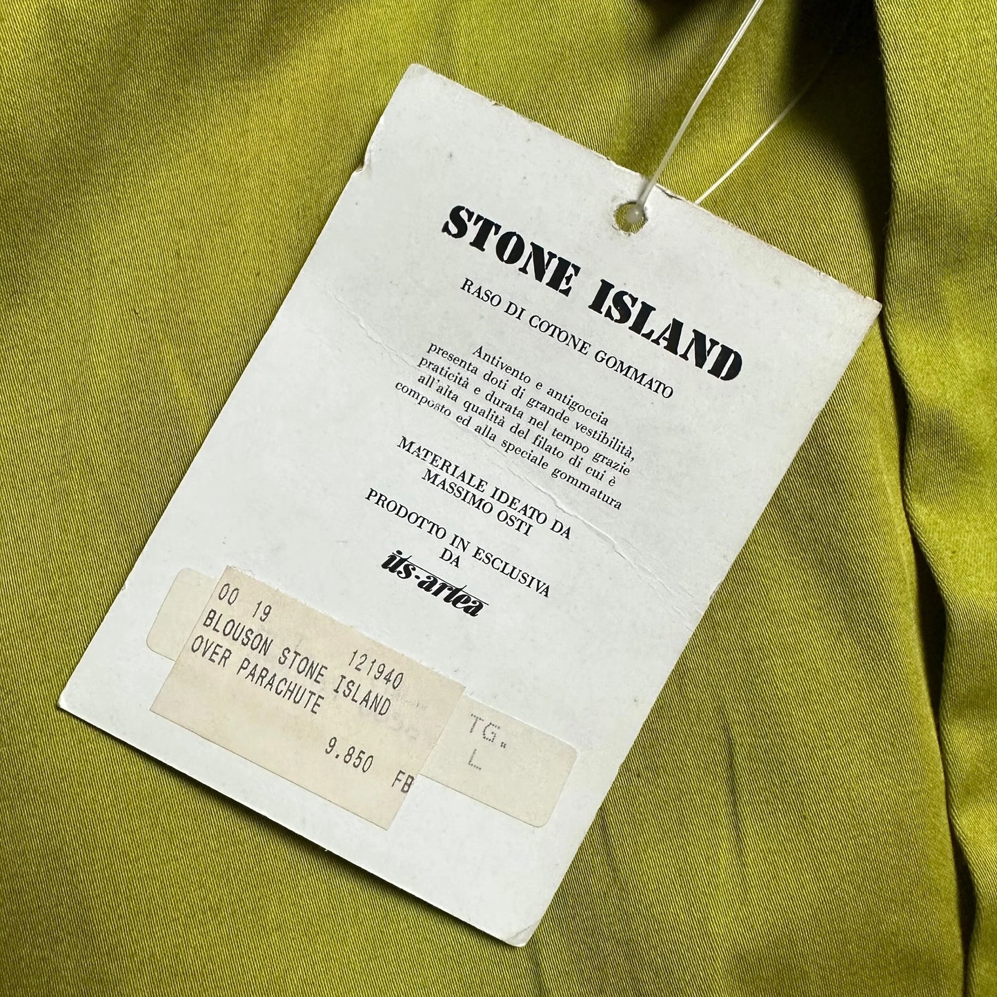 S/S 1988 Lime Green Raso Gommato Double Collar Bomber Jacket