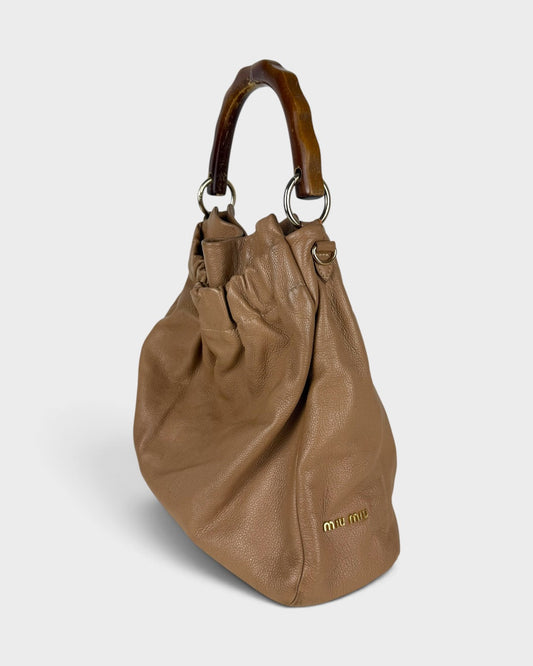 2010s Miu Miu Vitello Leather Brown Shoulder Bag | O/S, Multicoloured