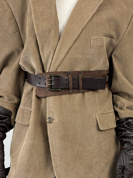 Vintage 1980s Leather Hardware Belt - W30-36