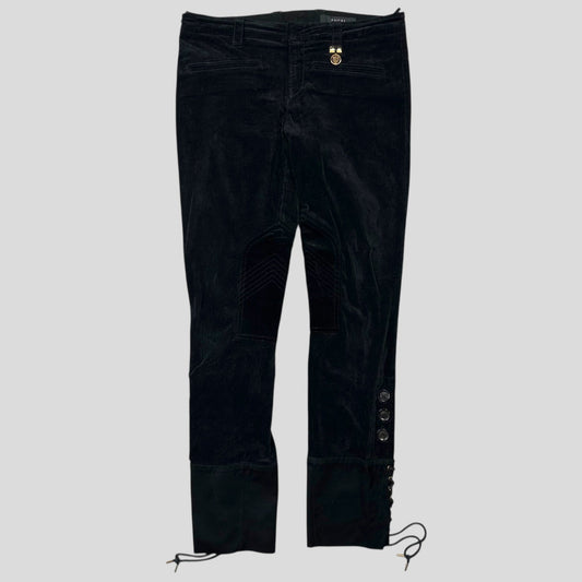 Gucci by Tom Ford 2004 Corduroy Laced Riding Logo Trousers - UK10