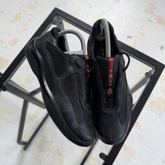 2000s prada americas matte leather cups | O/S, Black