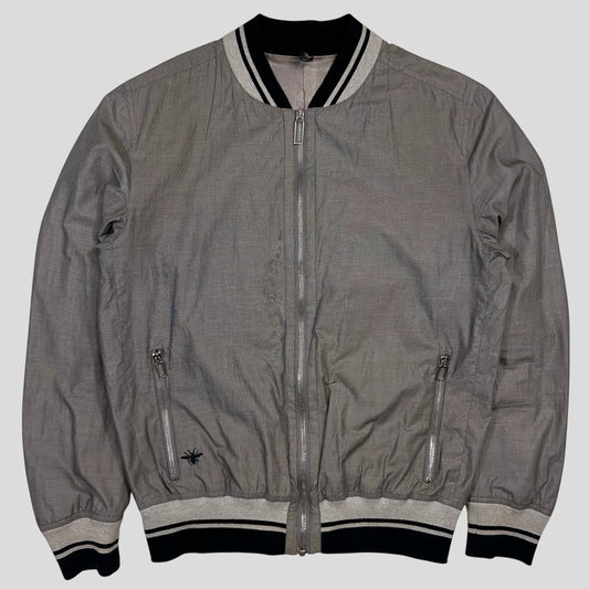 Dior Homme 2010 Bee Varsity Microcheck Cotton Bomber Jacket - M | Default Title, Grey