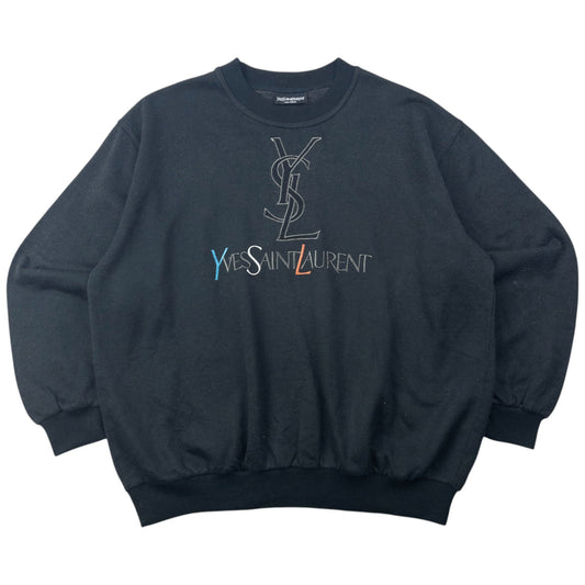 Vintage 90s YSL Yves Saint Laurent Embroidered Sweatshirt Size M
