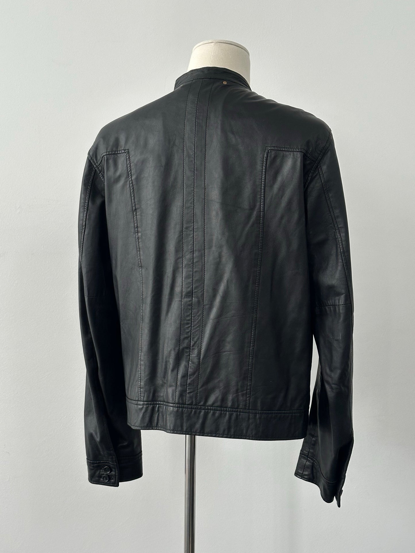 Vintage 1990s Double Breasted Leather Jacket - M