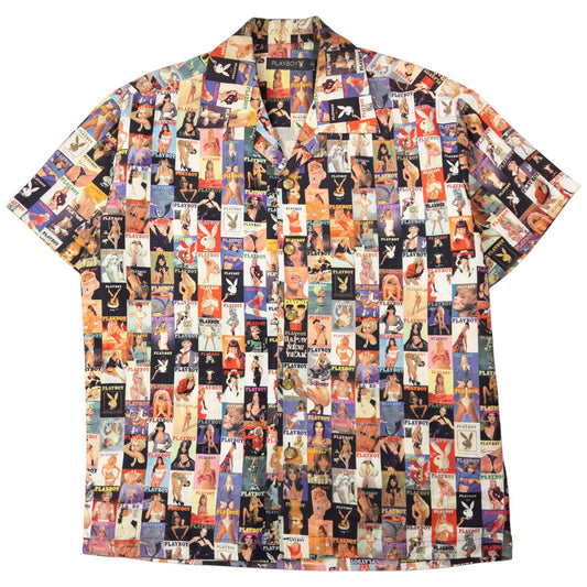 Vintage Playboy Magazine Cover Short Sleeve Button Up Shirt Size M