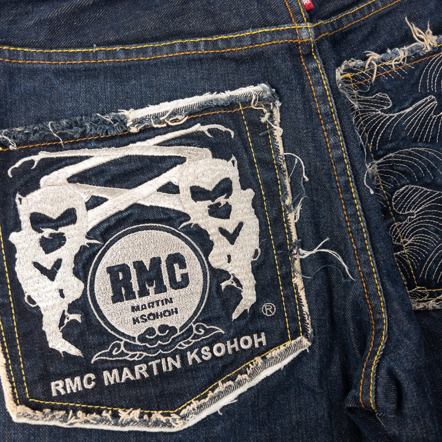 Vintage RMC Red Monkey Company Embroidered Wave Japanese Denim Jeans Size W29