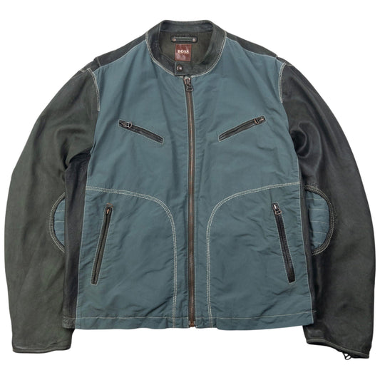 Vintage Hugo Boss Zip Up Leather Jacket Size L