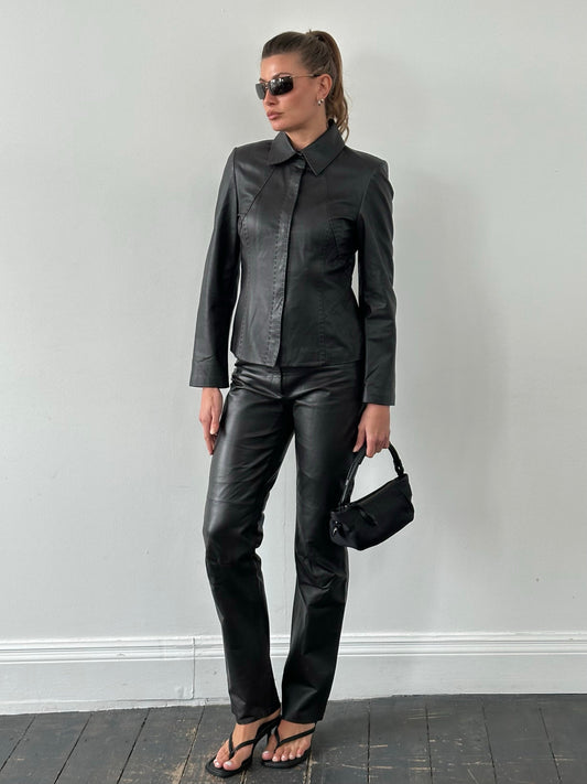 Vintage 1990s Leather Two Piece Set - S/W28