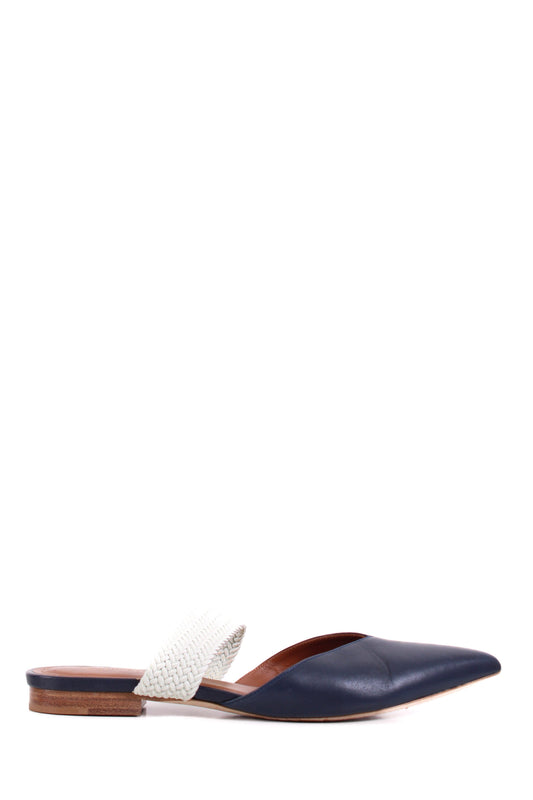 Malone Souliers X Roy Luwolt Maisie Rope Strap Flat Mules Navy/ Grey 39.5 | DEFAULT TITLE, Grey