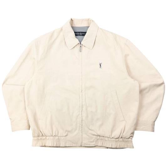 Vintage 90s YSL Yves Saint Laurent Harrington Jacket Size M | Medium, Cream