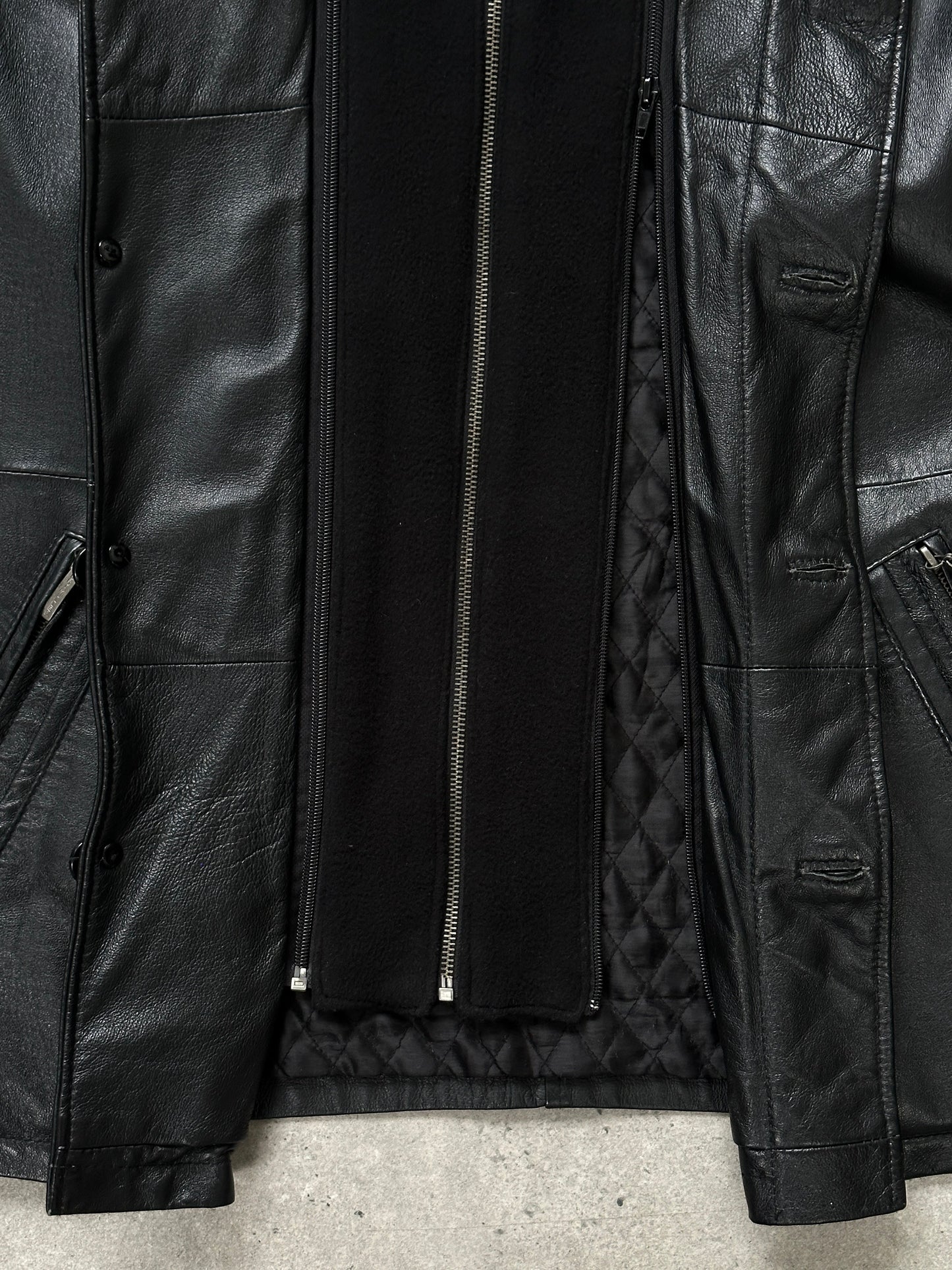 Vintage 1990s Funnel Neck Leather Jacket - XXL