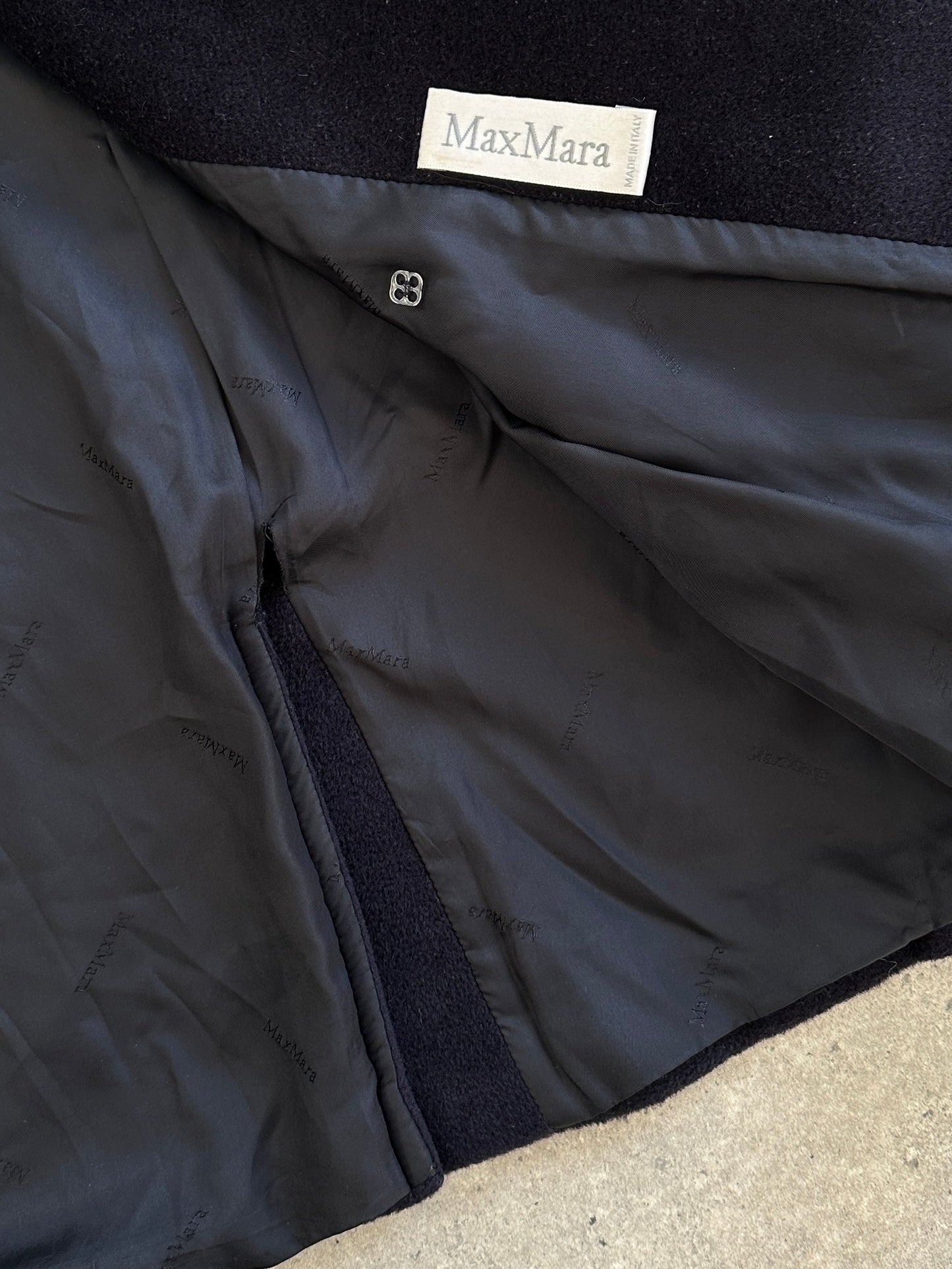 Max Mara Wool Mohair High Neck Coat - M