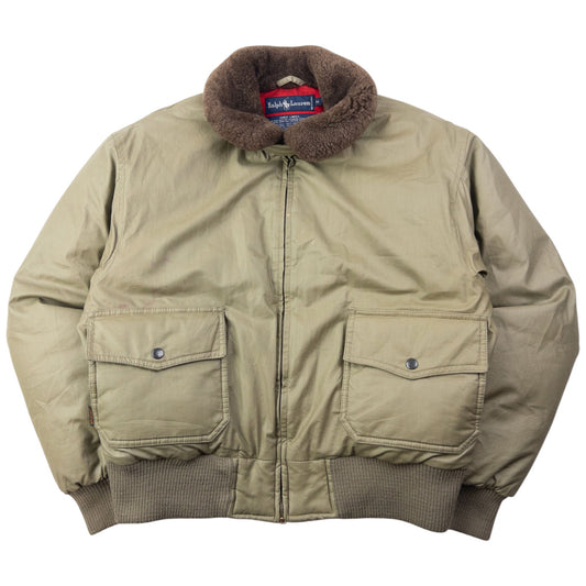 Vintage 90s Ralph Lauren G1 Flight Bomber Jacket Down Jacket Size S | Small, Multicoloured