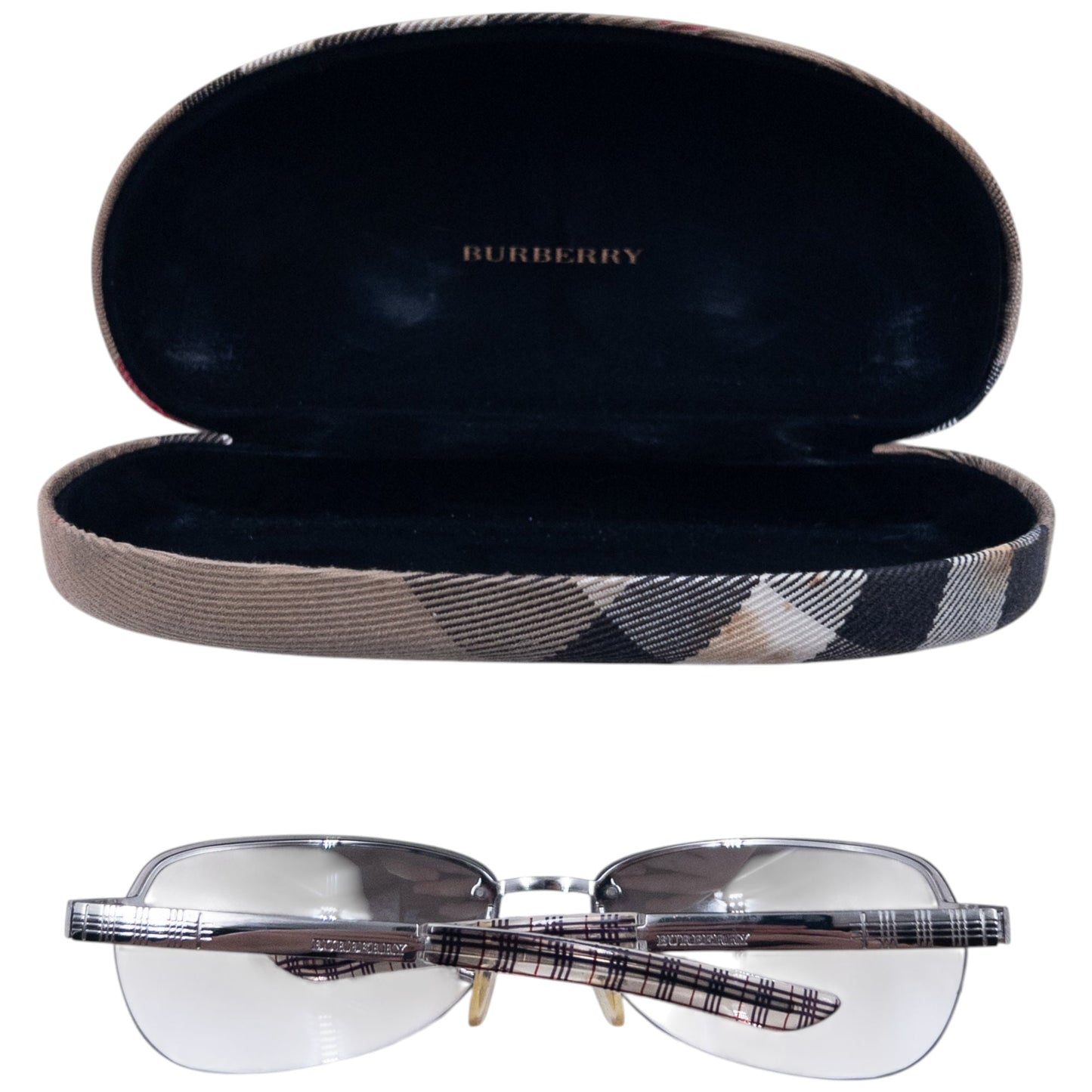 Vintage 2000s Burberry Nova Check Rimless Sunglasses | O/S, Grey