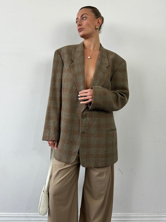 Giorgio Armani Le Collezioni Wool Check Single Breasted Blazer - 44R/XL