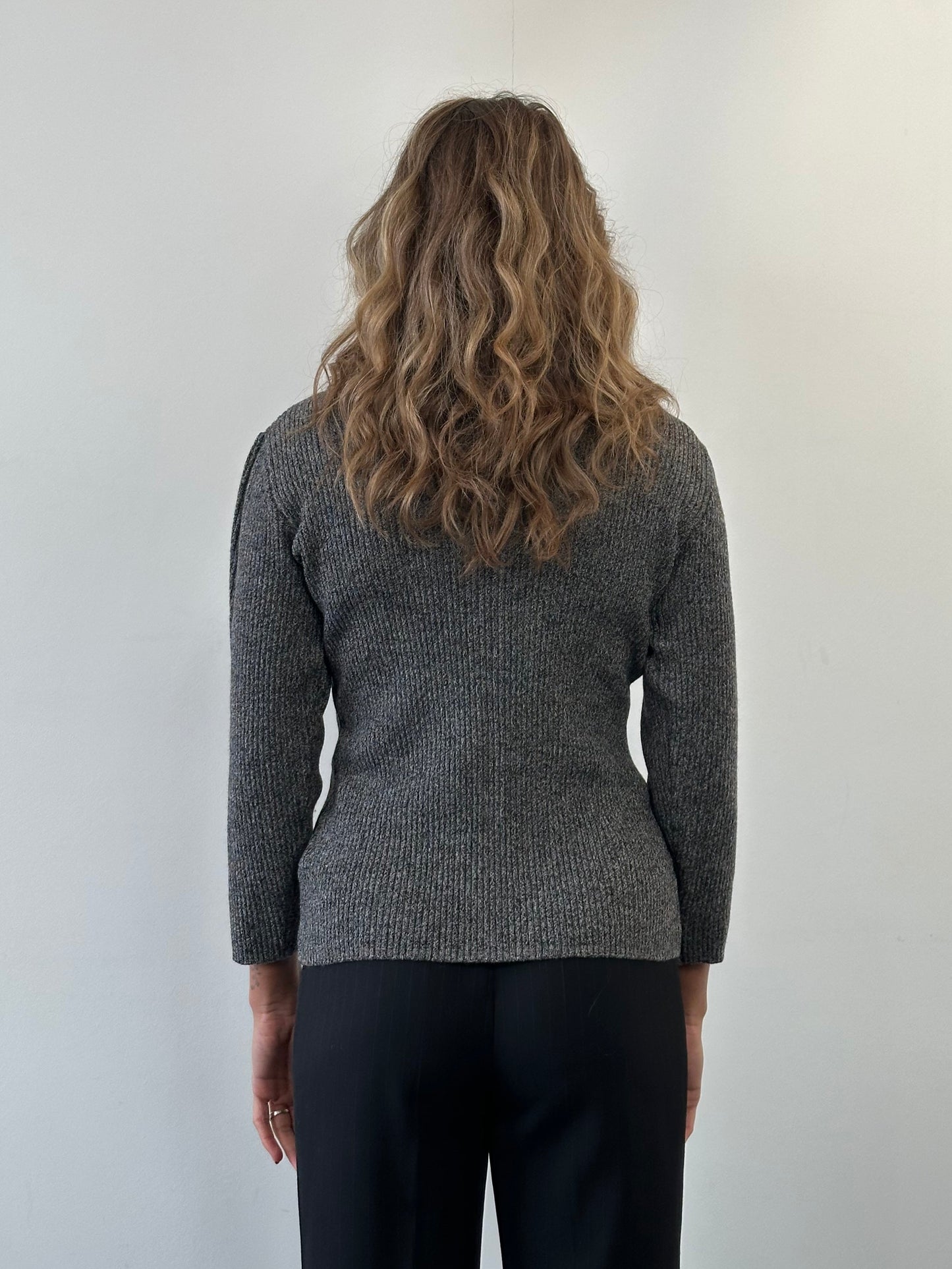 Sportmax Wool Fitted Ribbed Polo Jumper - S