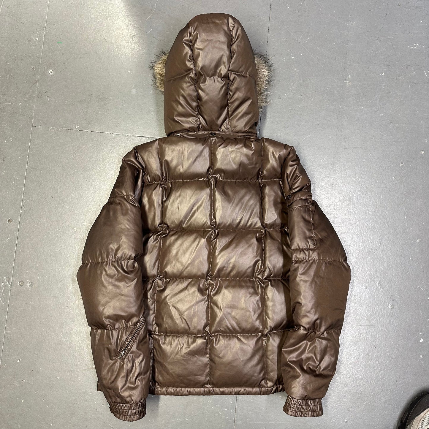 Takeo Kikuchi Puffer Jacket With Fur Hood In Brown ( L )