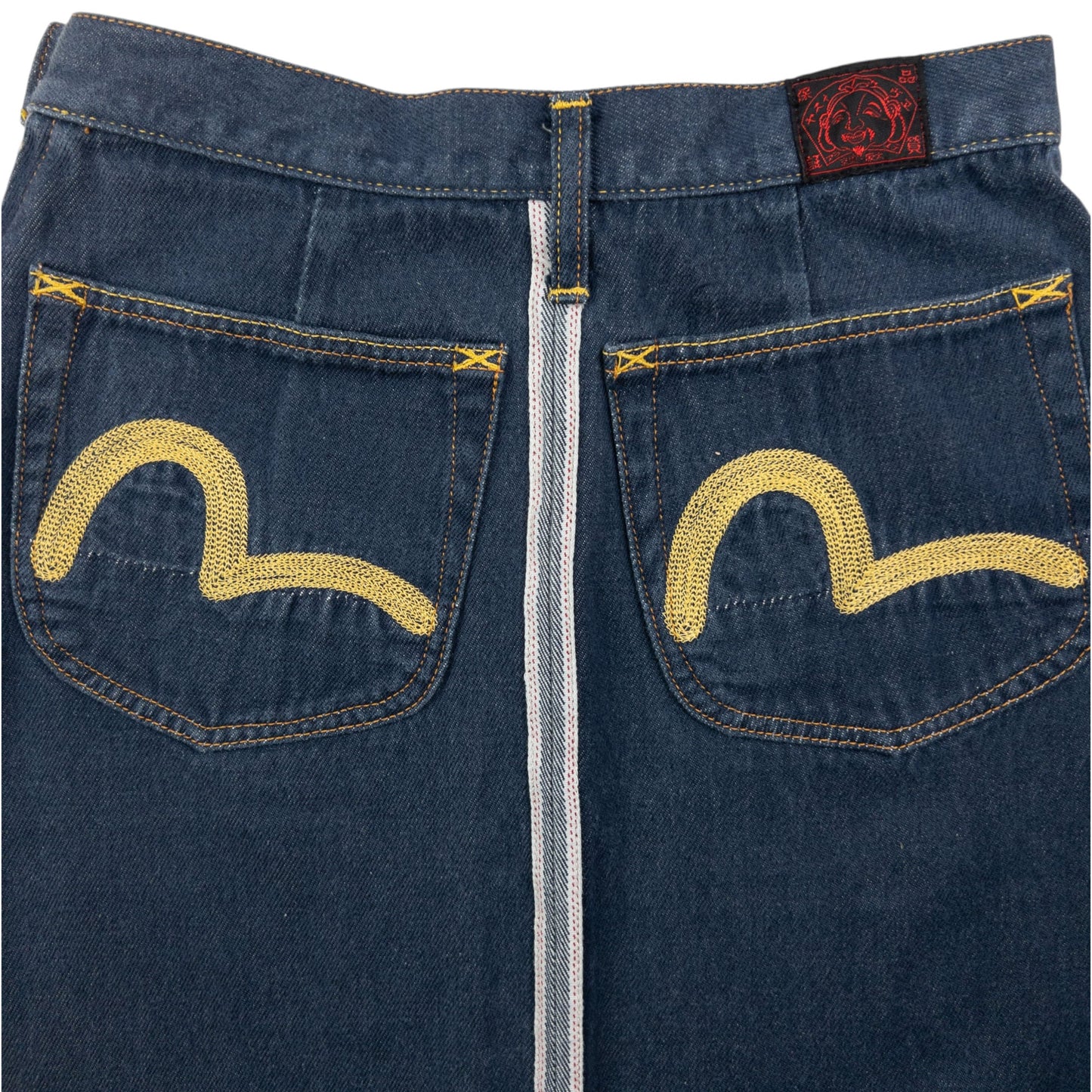 Vintage Evisu Double Gull Embroidered Japanese Denim Skirt Womens Size W26