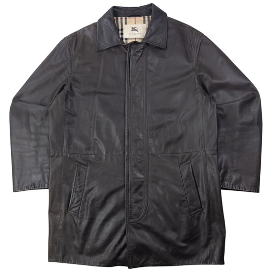 Vintage Burberry Nova Check Lined Leather Jacket Size M | Medium, Brown