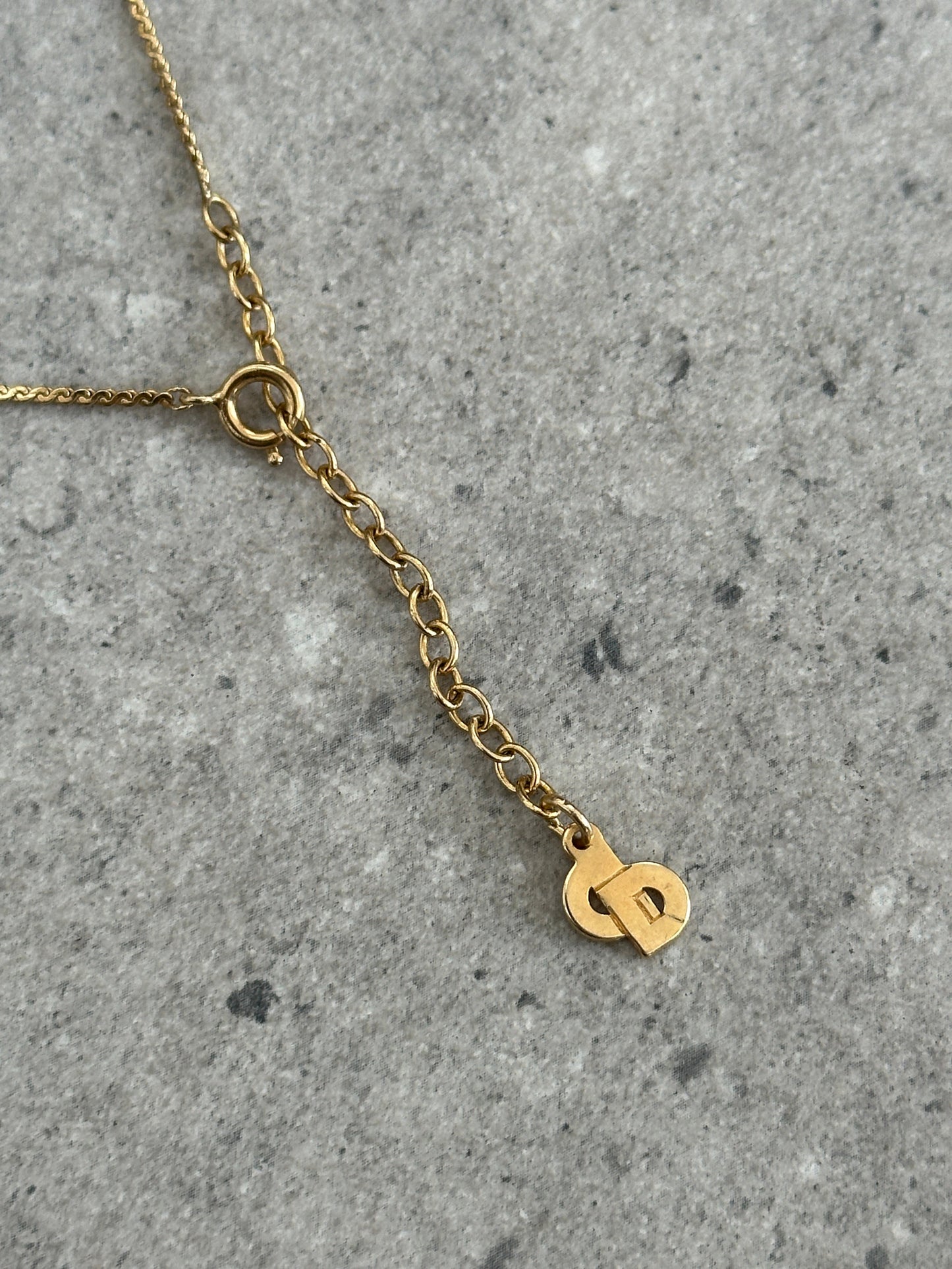 Christian Dior 1990s 16” Gold Plated CD Logo Pendant Necklace