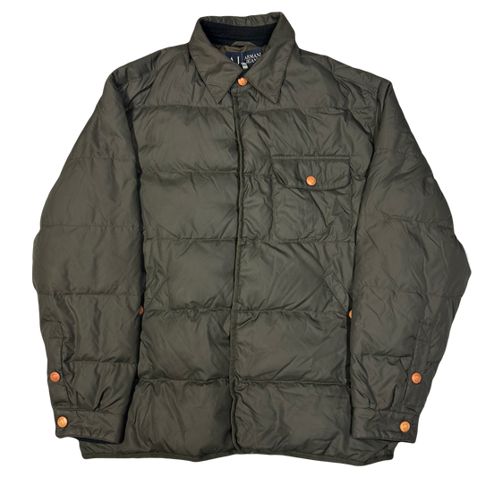 Armani Collared Puffer Jacket In Olive Green ( XL )