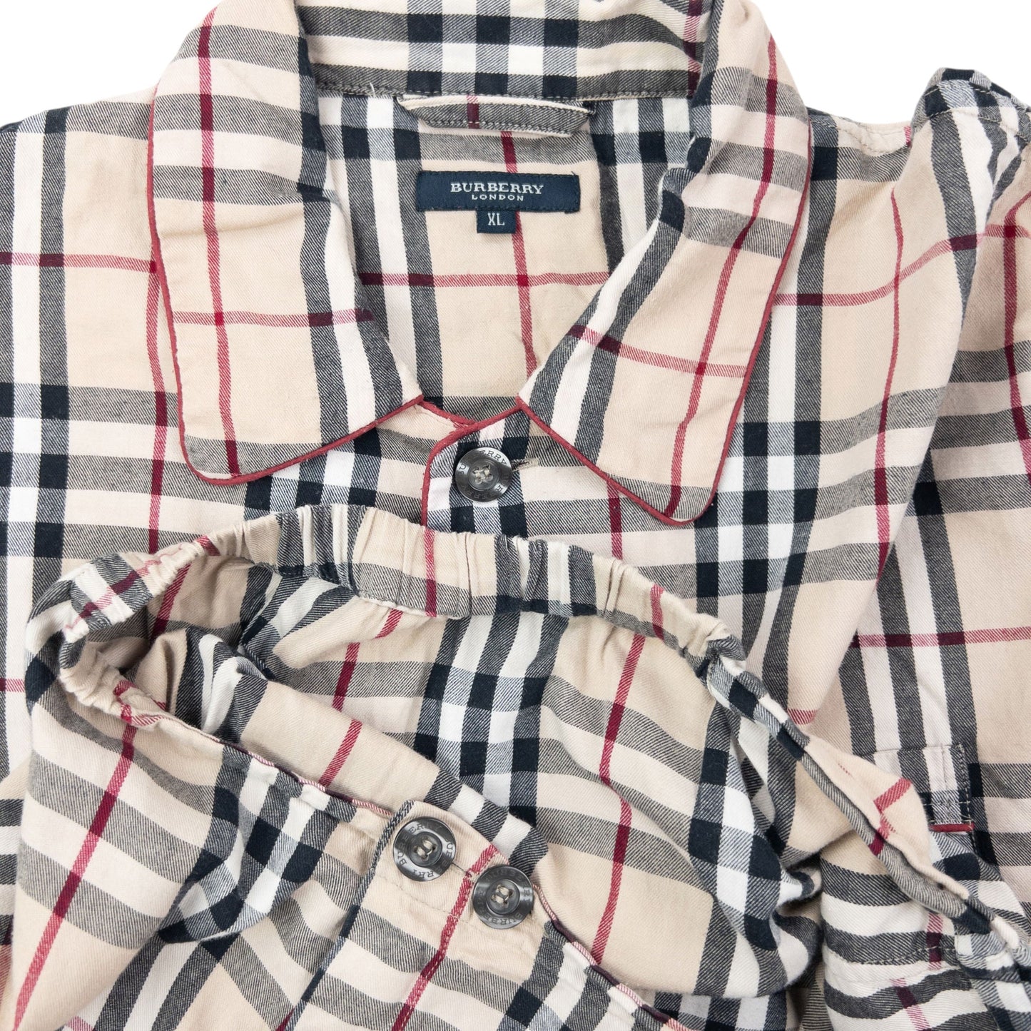 Vintage 2000s Burberry Nova Check Shirt & Bottoms Pyjama Set Size XL | XL, Beige with Nova Check
