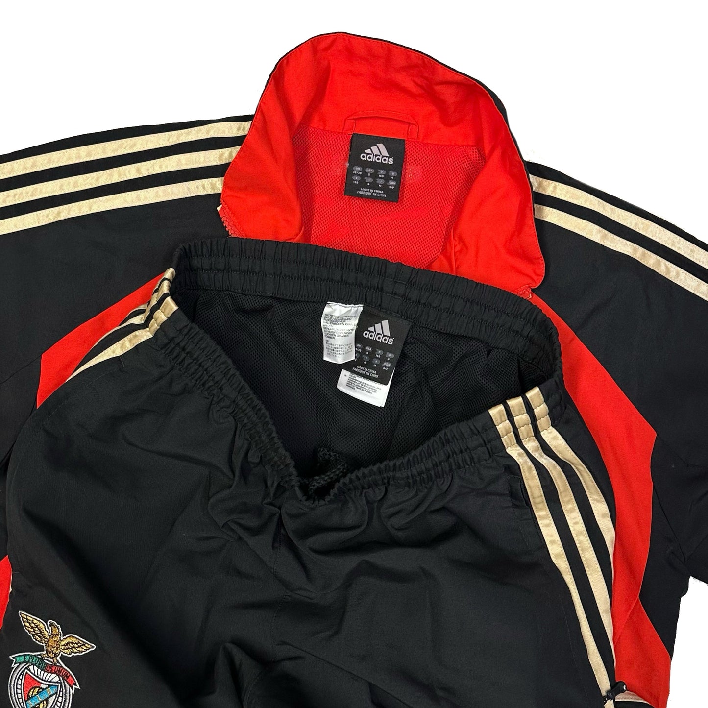 Adidas 2009/10 Benfica Tracksuit In Red & Black ( S )