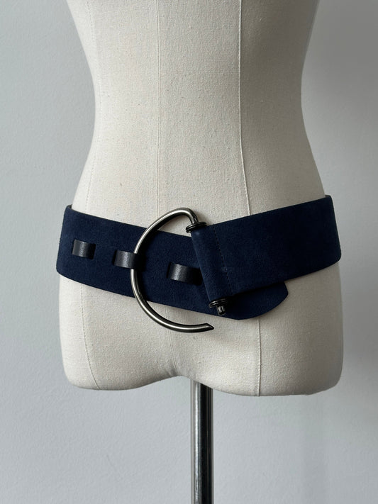 Vintage 2000s Suede D Ring Chunky Belt - W29-33