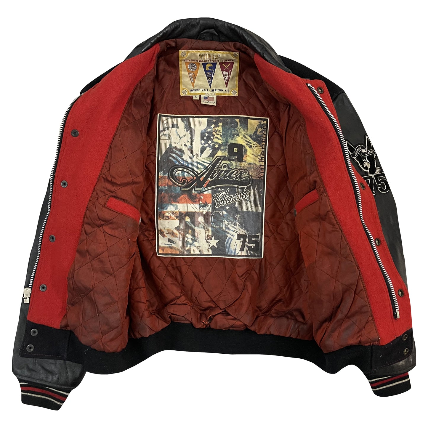 Avirex New York Wool Varsity Jacket - L | Large, Black