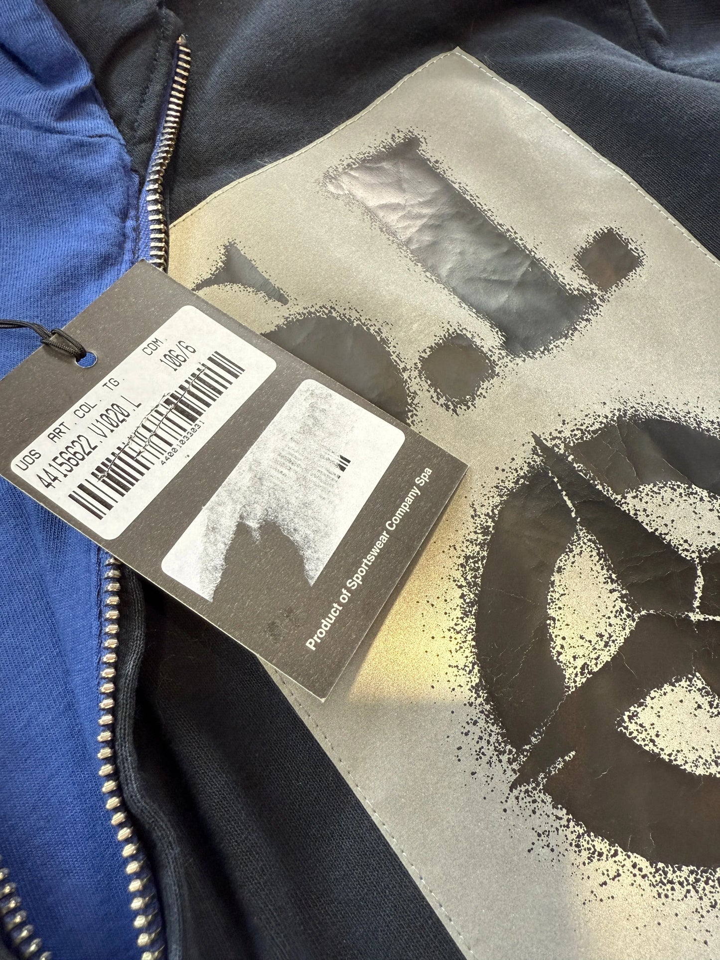 Stone Island SS/06 Reflective Logo Zip Up Hoodie L BNWT