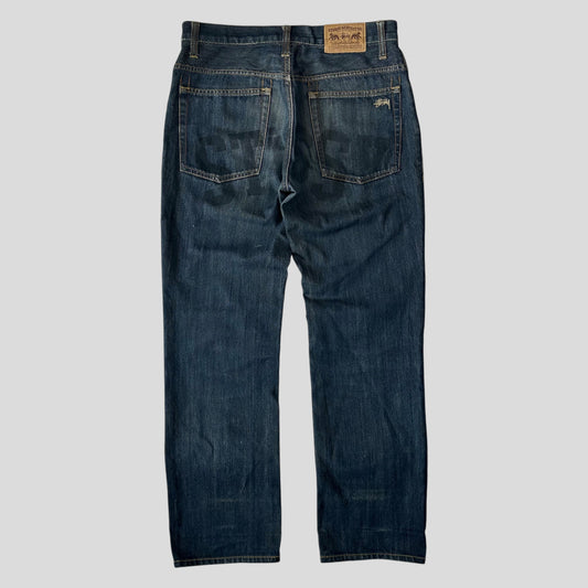 Stussy 00’s Spellout Graphic Logo Jeans - 30-32 | W30, Black